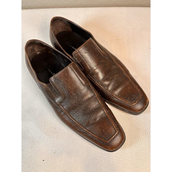 SANTONI Men's Dark Brown Leather Blaze Venetian Loafer Dress Shoe 9 US D - Picture 2 of 14
